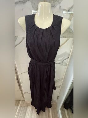 Calvin Klein Black Sleeveless Pleated Maxi Dress